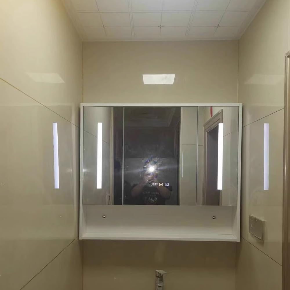バスルーム LED ミラーキャビネット、ライト照明、スマート防曇